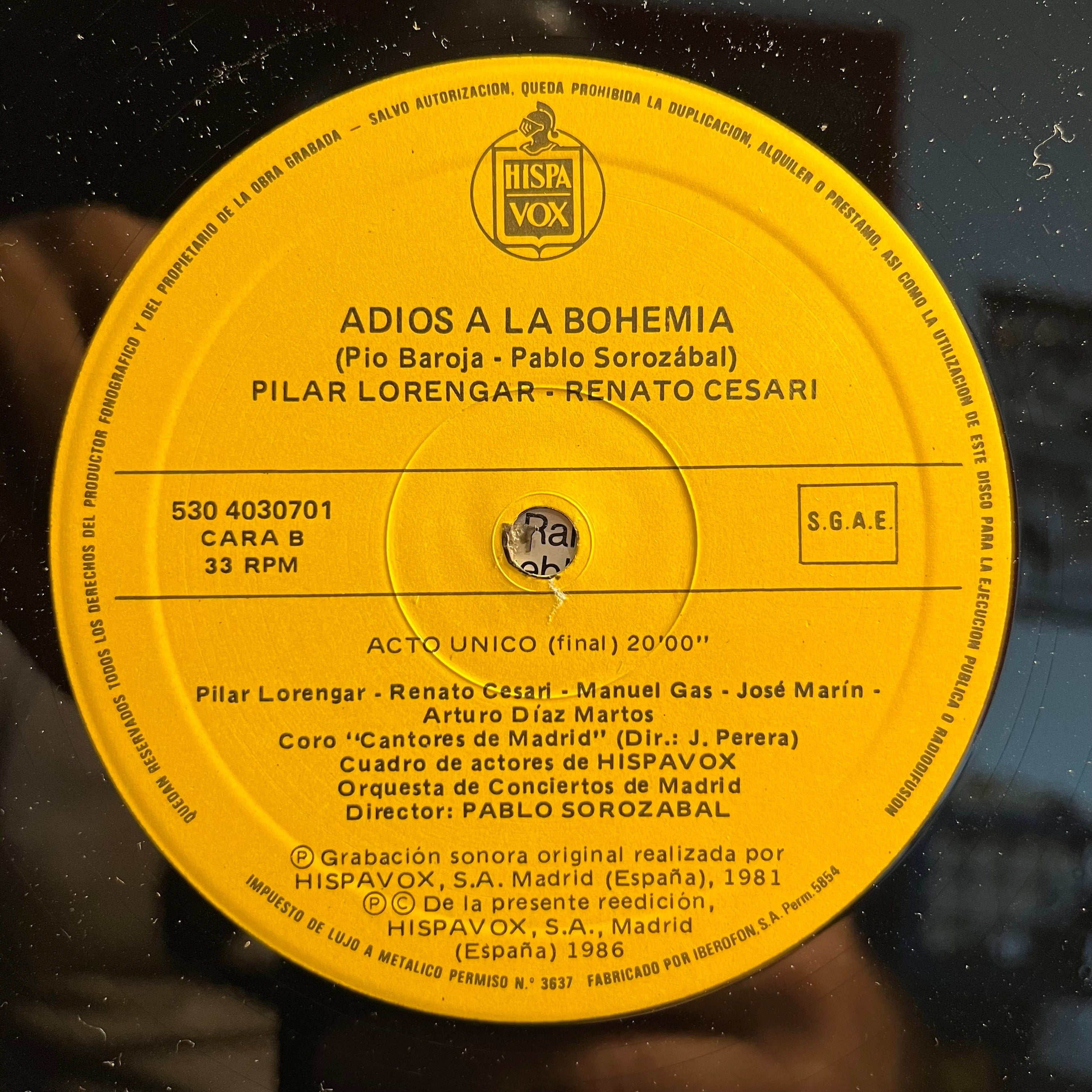Adios A La Bohemia | Excellent (EX) Near Mint (NM)