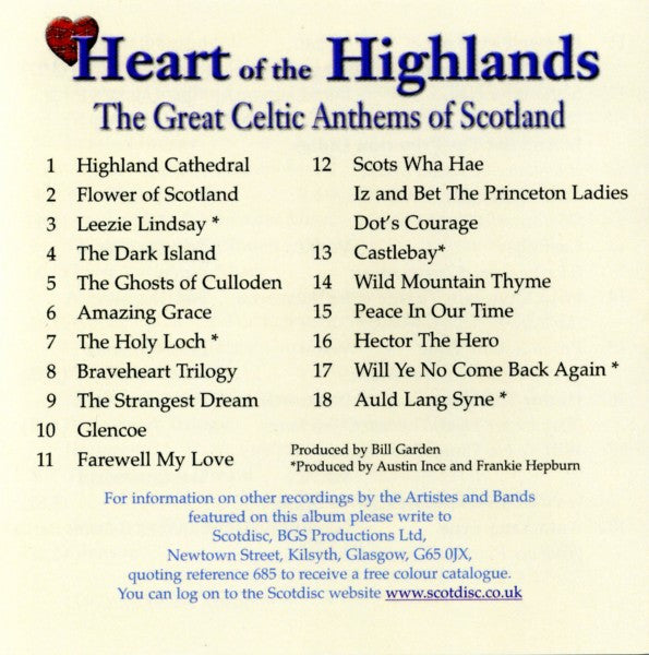 Various - Heart Of The Highlands (The Great Celtic Anthems Of Scotland) (CD) | Near Mint (NM) Excellent (EX)