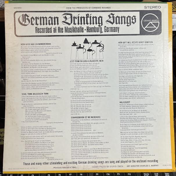 Various - German Drinking Songs (VINYL) | Near Mint (NM or M-) Near Mint- (NM-)