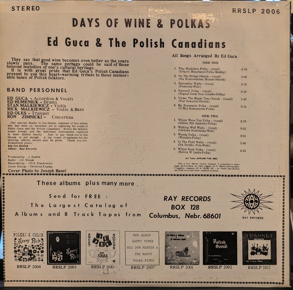 Ed Guca And The Polish Canadians - Days Of Wine And Polkas | Very Good Plus (VG+) Very Good Plus (VG+)