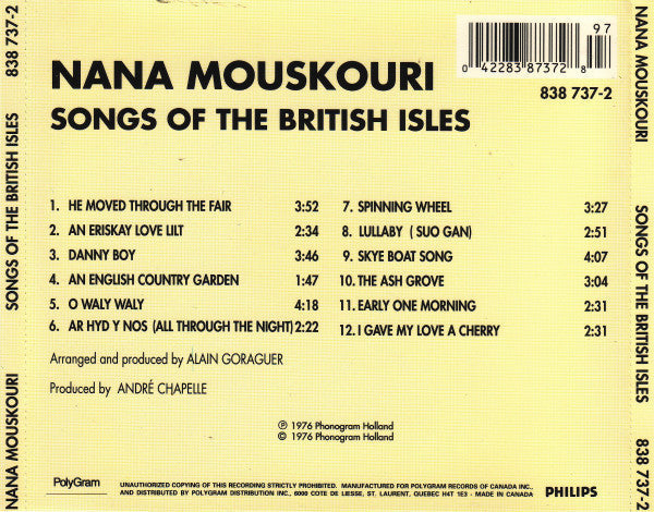 Nana Mouskouri - Songs Of The British Isles | Very Good Plus (VG+) Near Mint (NM)